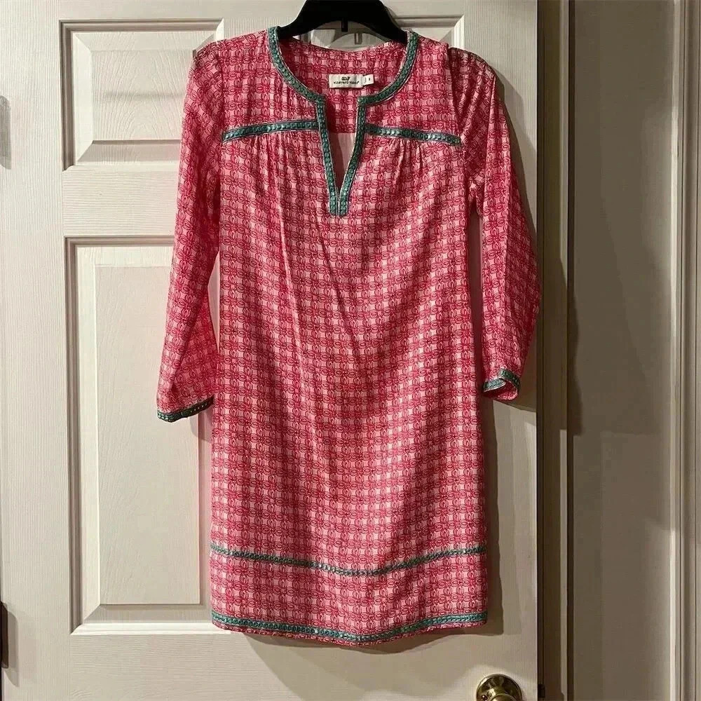 Vineyard Vines Women's Pink Cowrie Shell Tunic Dress Size 2